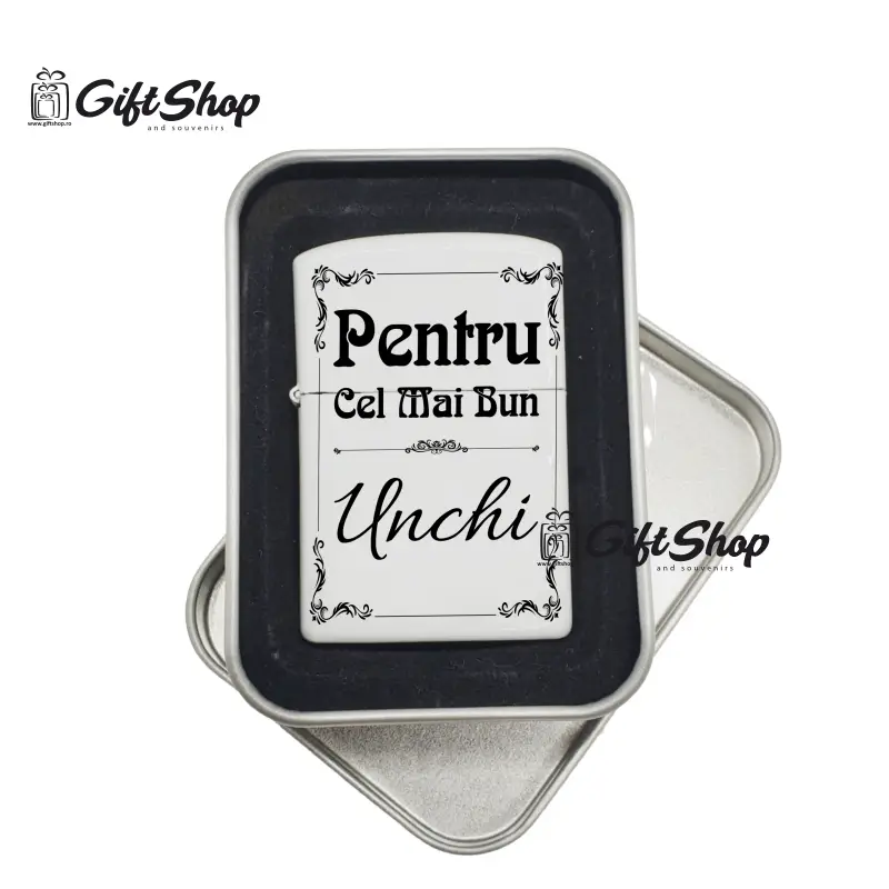 Cel mai bun unchi, bricheta metalica gravata laser cu mesaj
